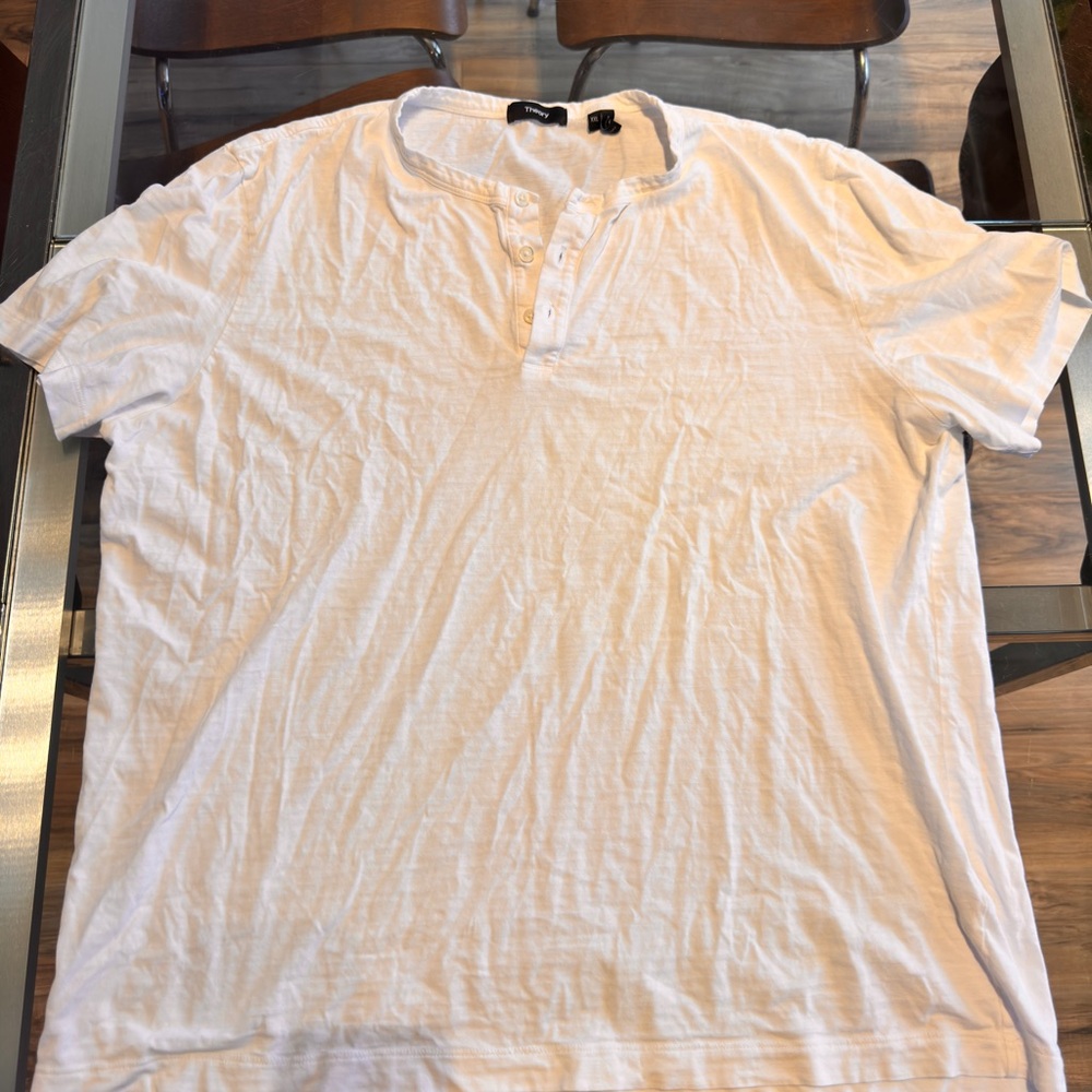 Theory White Short Sleeve Henley Shirt